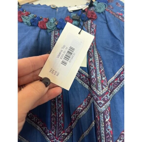 NWT Sea New York Lightweight Non-Stretch Voile Long Sleeves Valeria Top Navy - Picture 5 of 7